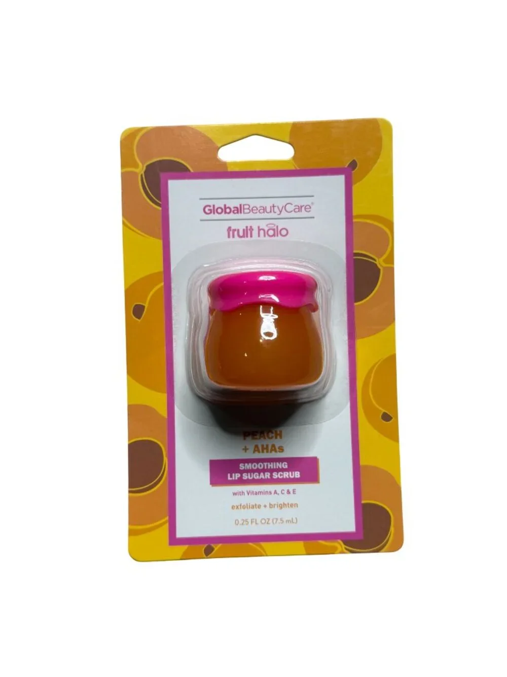 Global Beauty Care Peach Lip Scrub Fruit Halo AHA Smoothing Sugar Scrub